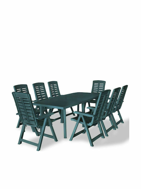 Set Outdoor Dining Green 9pcs