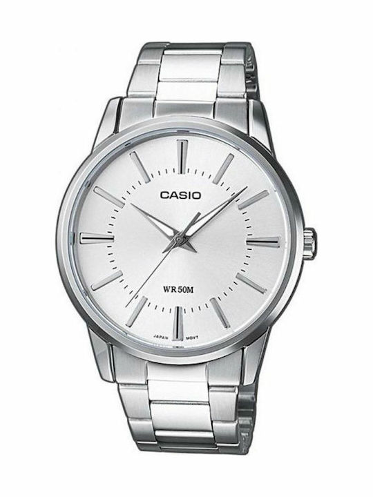 Casio Ανδρικό Ρολόι 40mm Μπαταρίας με Ασημί Μετ...