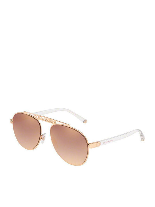 Dolce & Gabbana Men's Sunglasses with Rose Gold Metal Frame and Pink Mirror Lens DG2235 1298/6F