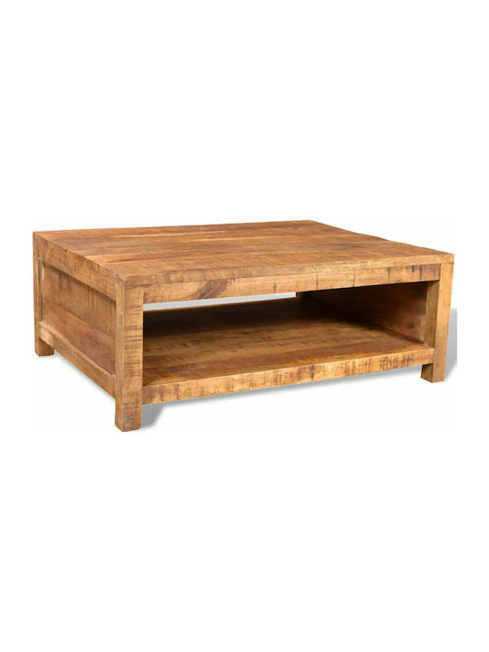 Rectangular Solid Wood Coffee Table Natural L80xW60xH30cm