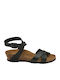 Lola Δερμάτινα Γυναικεία Σανδάλια Flatforms Μαύρα