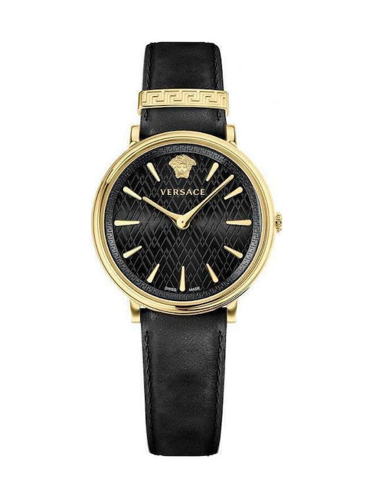 Versace Watch with Black Leather Strap VE8100819