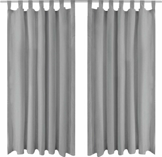 vidaXL Κουρτίνα με Τιράντες Microsatin Γκρι 140x245εκ.