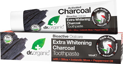 Dr.Organic Extra Whitening Charcoal Zahnpasta mit Aktivkohle für Aufhellung 100ml