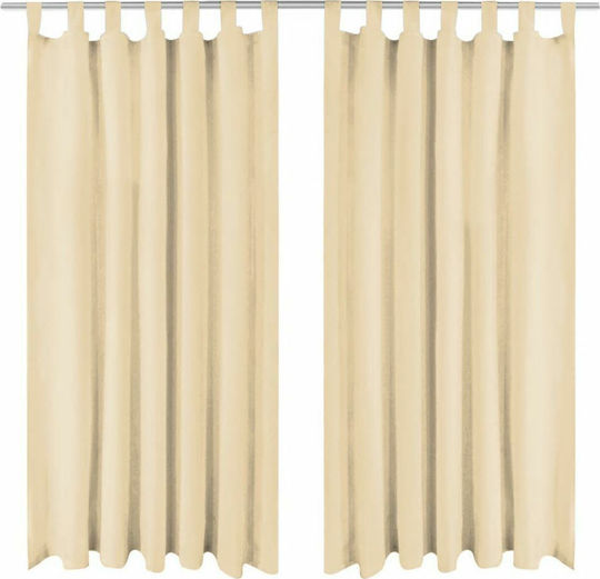 vidaXL Комплект Пердета И Завеси С Презрамки Microsatin Бежови 140x225см