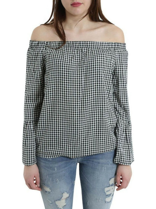 Only Women's Blouse Checked White/Black