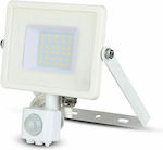 V-TAC Waterproof LED Floodlight 30W Cold White 6400K with Motion Sensor IP65
