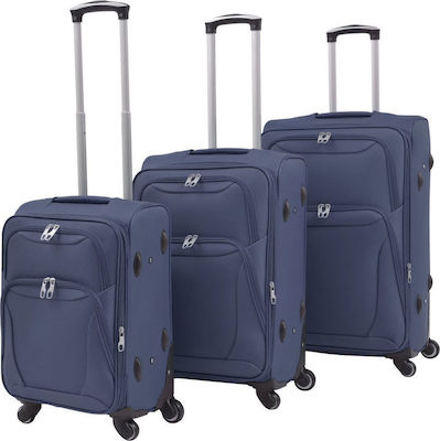 vidaXL Valize de Călătorie Textile Albastre Înălțime Maximă 73cm cu 4 roți Set 3buc