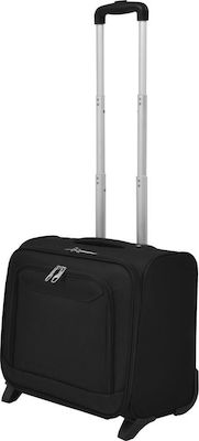 vidaXL Cabin Travel Suitcase Fabric Black with 2 Wheels Height 43cm