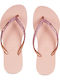 Slim Glitter Women's Flip Flops in Rose Gold Color