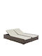 Sunbed Double Rattan with Cushion Brown 202x145x80cm.