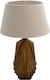Inart Metal Vintage Table Lamp for Socket E27 with Beige Shade and Brown Base