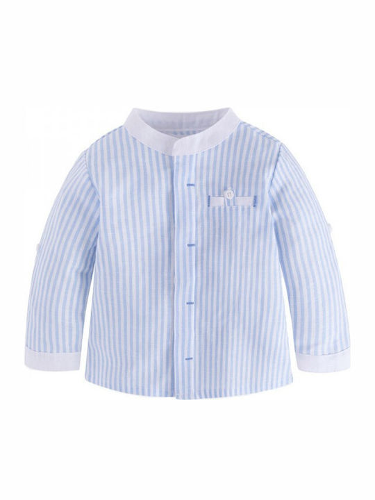 Kids Shirt Long Sleeve Linen Light Blue