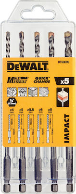 Dewalt Impact Set of 5 Drills Carbide with Hexagonal Shank for Masonry και Wood