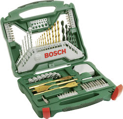 Bosch X-Line Set de 70 Burghii HSS Titan pentru Metal, Lemn, Sticlă și gresie