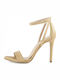 Sante Fabric Women's Sandals with Ankle Strap Gold with Thin High Heel