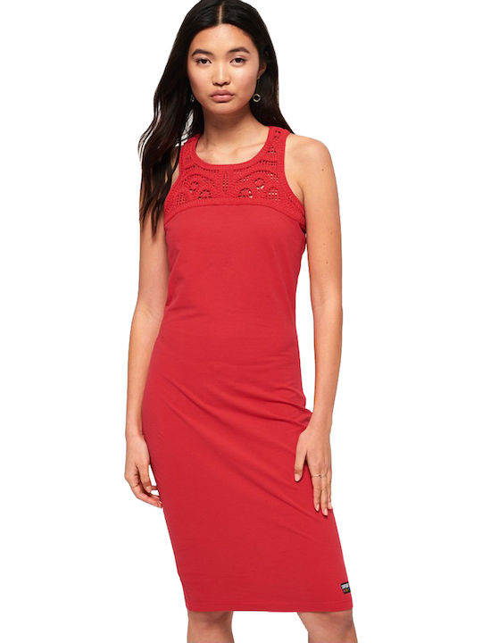 Superdry Jessie Summer Midi Dress Red