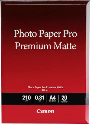 Canon PM-101 Photo Paper Pro Premium Matte A4 (21x30) 210gr/m² for Inkjet Printers 20 Sheets