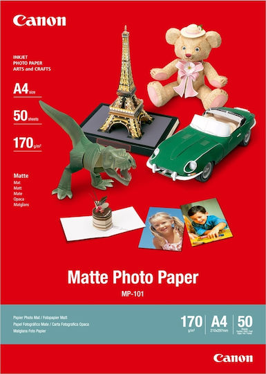 Canon MP-101 Photo Paper Matte A4 (21x30) 170gr/m² for Printers Inkjet 50 Sheets