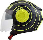 STR Tron Black Matt-Yellow Motorradhelm Jet ECE...