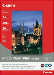 Canon SG-201 Hârtie foto Semigloss Plus A4 (21x30) 260gr/m² pentru Imprimante Jet de cerneală 20 de hârtie fotografică