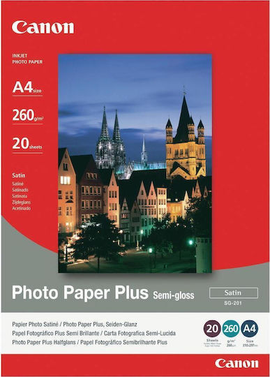 Canon SG-201 Φωτογραφικό Χαρτί Plus A4 (21x30) 260gr/m² για Εκτυπωτές Inkjet 20 Φύλλα