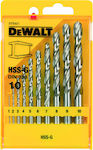 Dewalt Set 10 Burghie HSS cu Tija Cilindrică pentru Metal