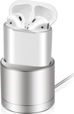 COTEetCI Inductive Charger Dock Charging Station in Silver color for Apple AirPods 1 / AirPods 2