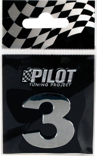 Lampa Car Number Stickers "3" 2.8cm in Silver Color 1pcs