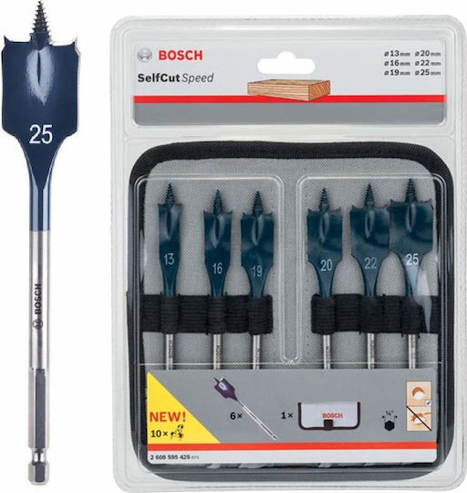 Bosch Satz 6 Flügelbohrer mit Sechskantschaft für Holz