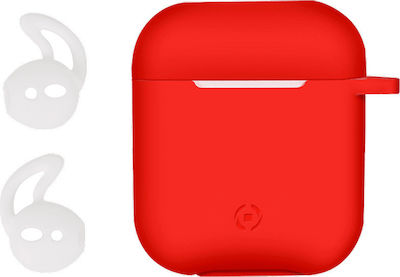 Celly Aircase Hülle Silikon in Rot Farbe für Apple AirPods 1 / AirPods 2