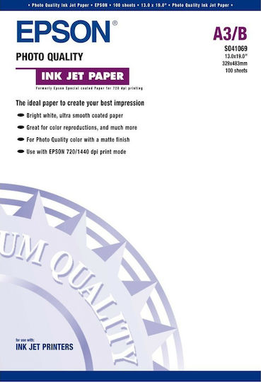 Epson Matte Photo Paper A3+ 105gr/m² for Printers Inkjet 100 Sheets