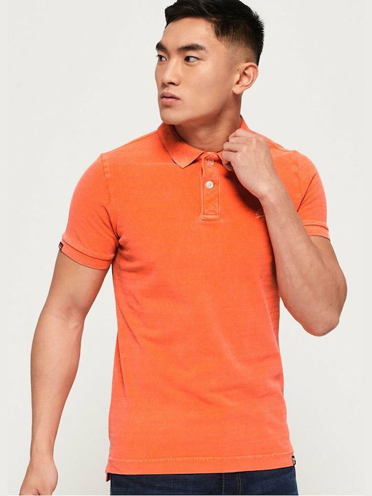 Superdry Vintage Destroyed Men's Short Sleeve Blouse Polo Orange