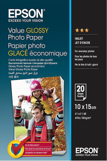Epson Fotopapier A6 (10x15) 183gr/m² für Drucker Tintenstrahl 20 Blätter
