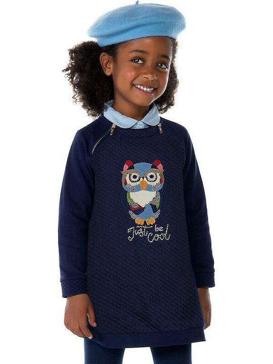 Mayoral Kids Dress Long Sleeve Navy Blue 17-04961-043