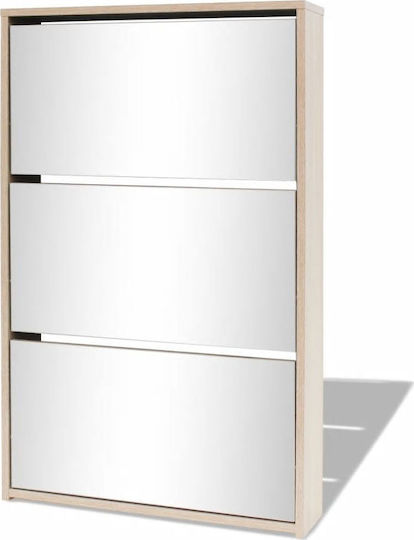 Wooden Shoe Organizer with 3 Shelves Beige 63x17x102.5cm