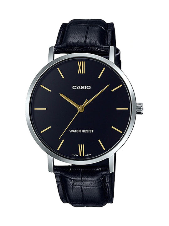 Casio Часовник Батерия с Черно Кожено Каишка