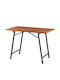 125 Table Kitchen Collapsible Wooden with Metal Frame Brown 120x70x75cm