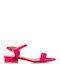Envie Shoes Suede Women's Sandals Fuchsia with Chunky Low Heel