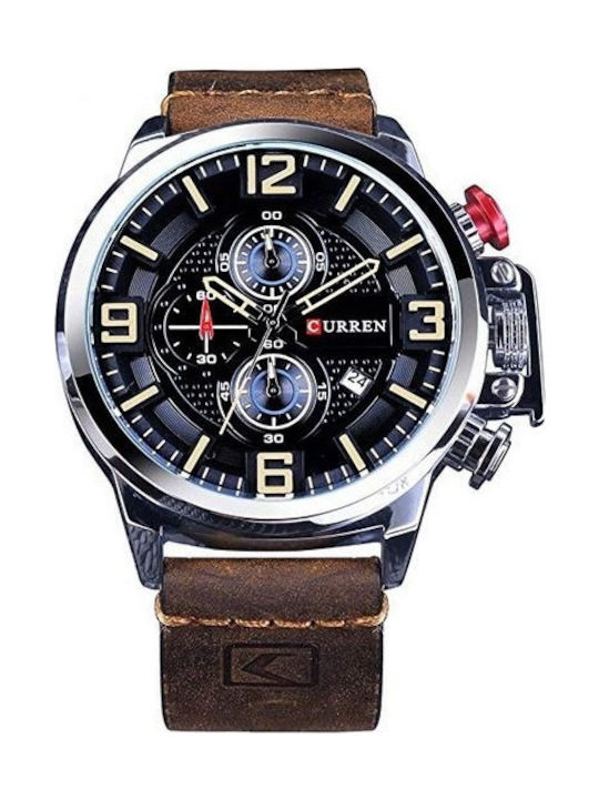 Curren Battery Chronograph Watch with Leather S...