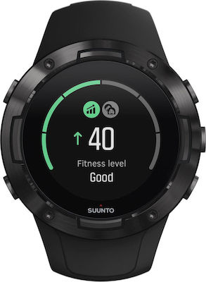 Suunto 5 Stainless Steel 46mm Waterproof Smartwatch with Heart Rate Monitor (All Black)