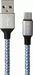 Devia Bubble Fish Braided USB 2.0 σε micro USB 1m Μπλε