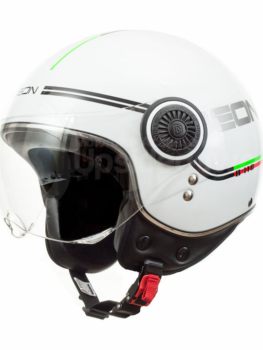 Beon B-110B Jet Helmet White/Green/Red