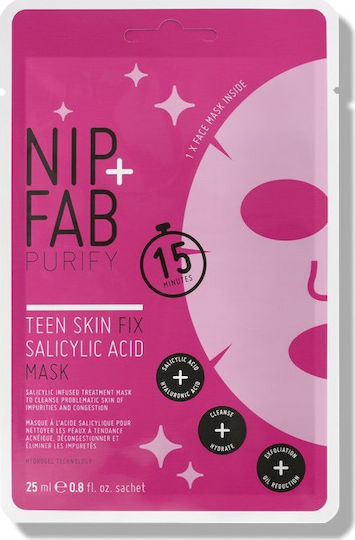 Nip+Fab Teen Skin Fix Mască Pentru Față Cu Acid Salicilic Material Cearșaf
