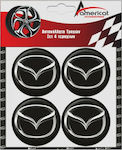 Race Axion Adhesive Badges with Enamel Coating Mazda 6cm for Car Rims in Black Colour 4pcs