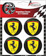 Americat Car Sticker Emblem Badges with Enamel Coating Ferrari 6 x 6cm for Car Rims in Black Colour 4 Pieces AUT.FERRARI