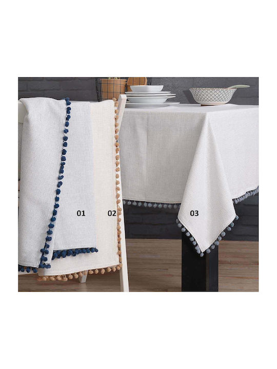 Rythmos Față de masă Din Bumbac Pom Pom Gri 03 140x180cm