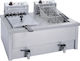 M&M equipment Ηλεκτρική Φριτέζα Διπλή 10.2kW Χωρητικότητας 2x10lt 69x54x29cm F100