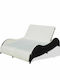 Sunbed Double Rattan with Cushion Black 200x132x45cm.