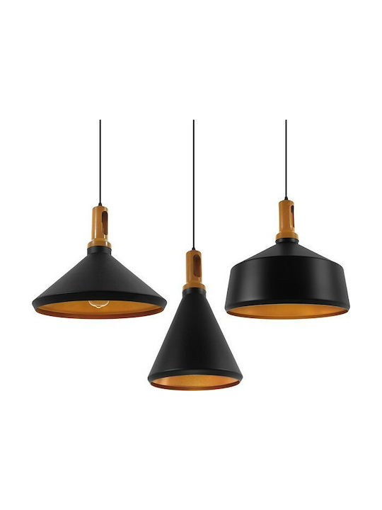 GloboStar Calypso Pendant Light Black Bell with Socket E27